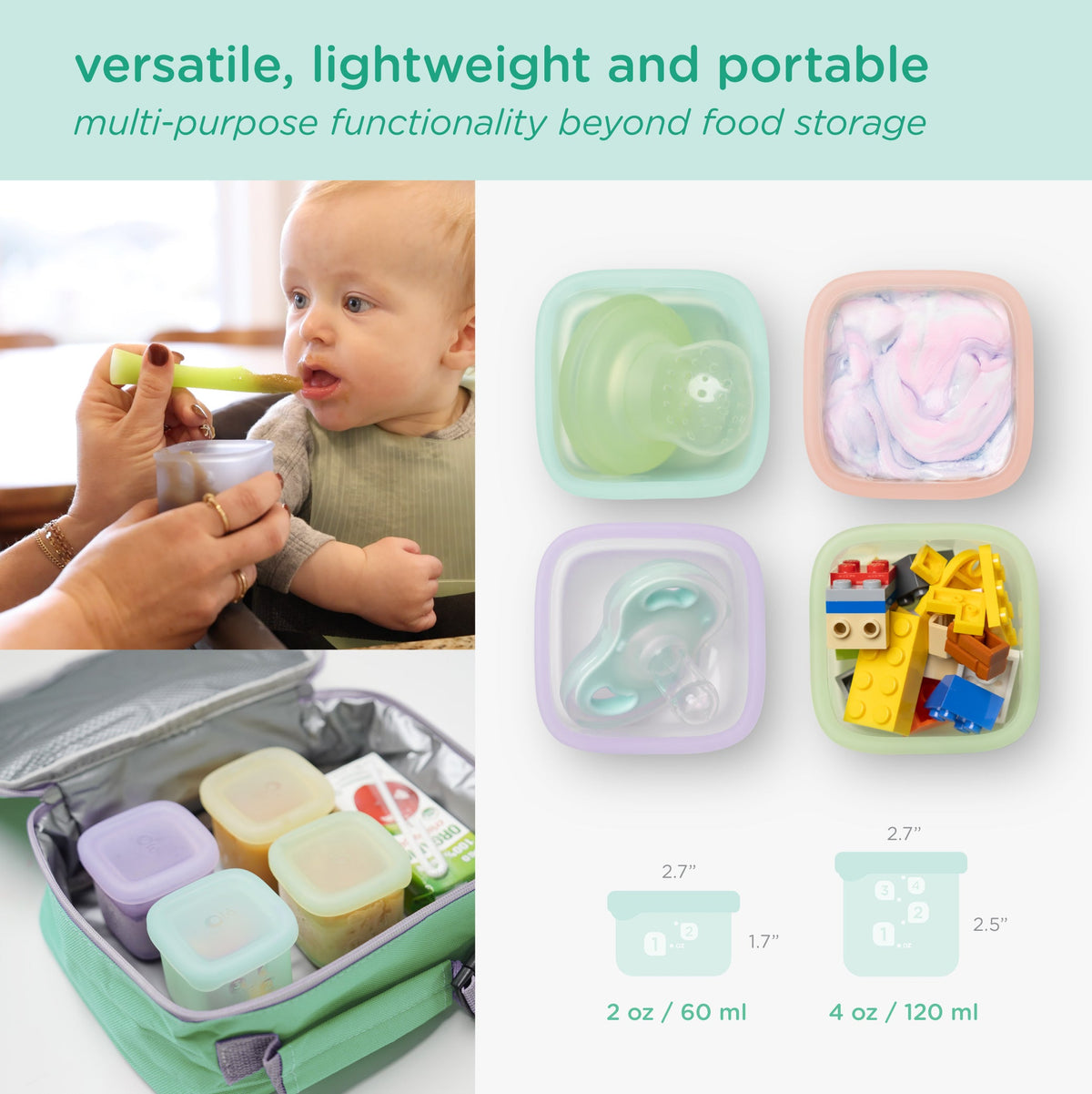 Olababy Silicone Baby Food Storage Containers, Freezer-Safe (4-Pack)