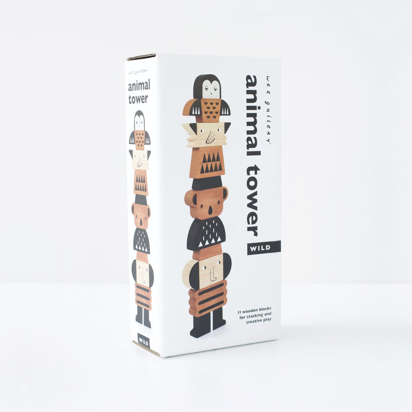 Wee Gallery Wild Animal Tower Block Set | Eco-Friendly, Non-Toxic Toddler Toy