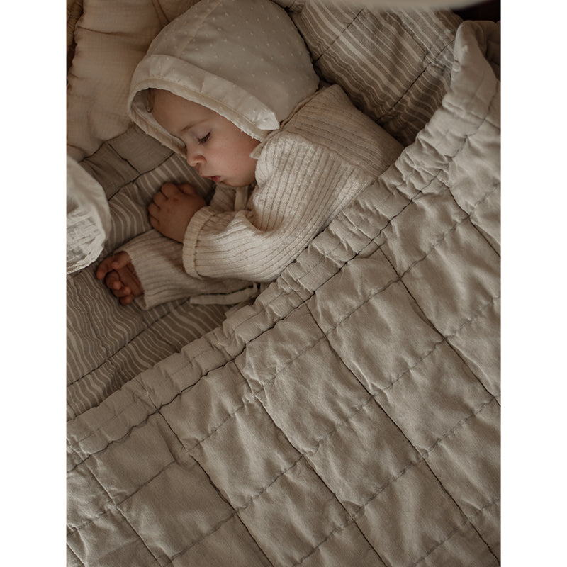 Anna Reversible Washed Cotton Baby Blanket – Sable, Medium