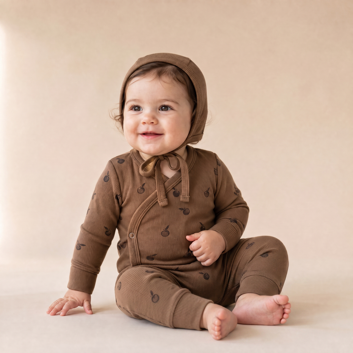 Organic Cotton Kimono Onesie & Pants Set for Babies – Apple