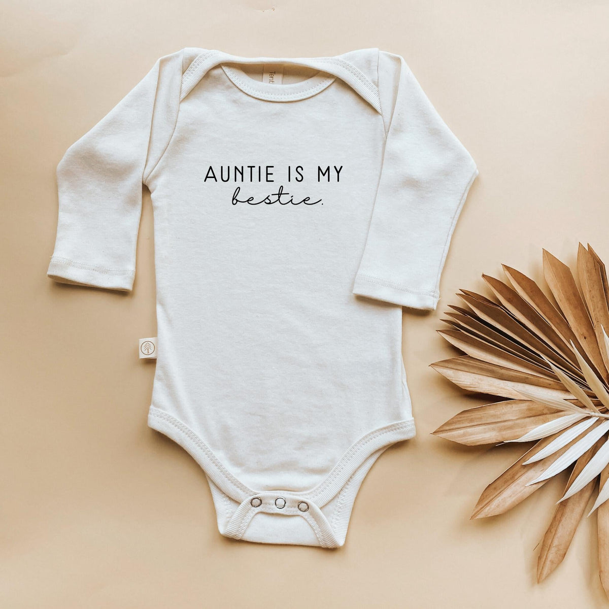 Auntie is My Bestie Organic Cotton Baby Bodysuit – Long Sleeve, 0–24M