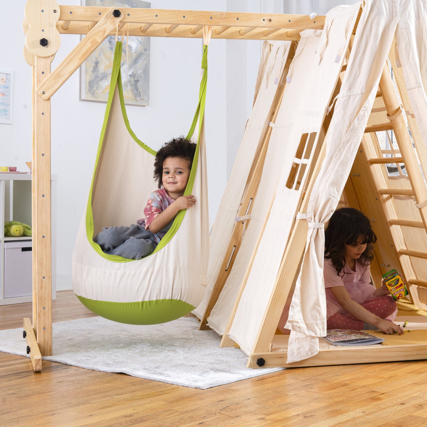 Avenlur Chestnut - 8-in-1 Eco-Friendly Wooden Jungle Gym for Toddlers
