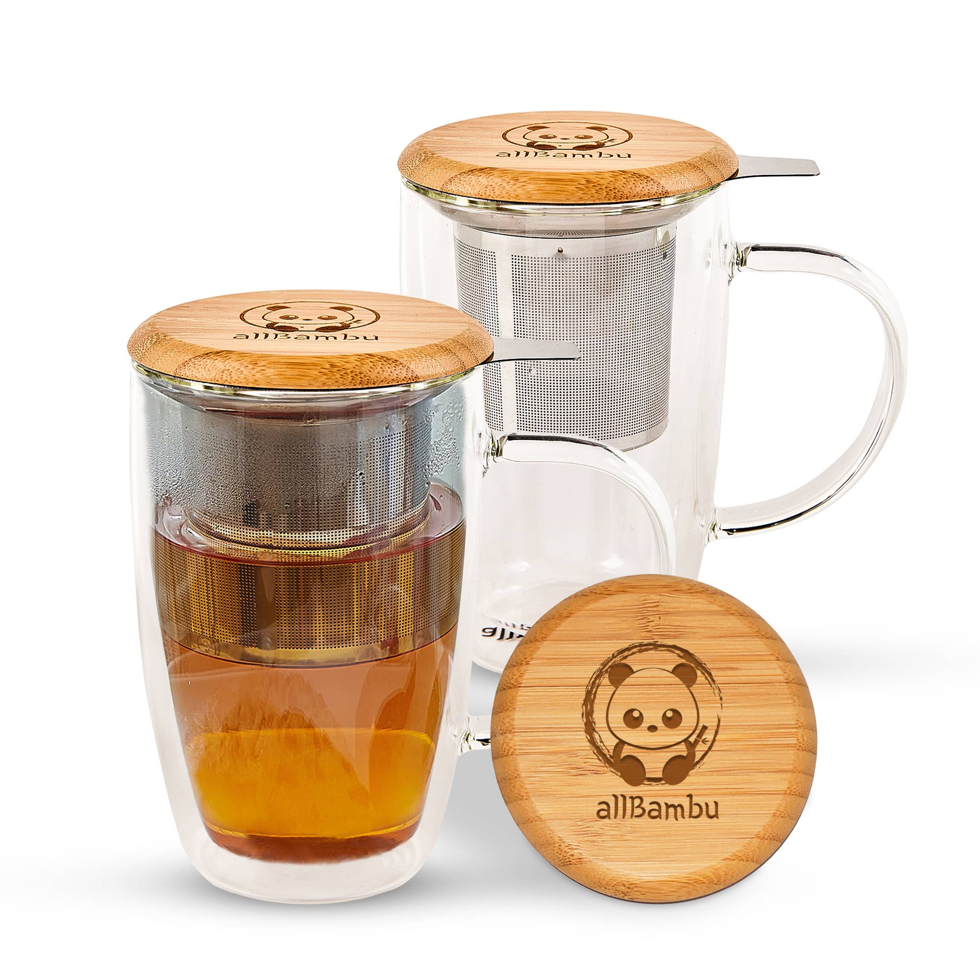 Double Wall Mug with Bamboo Lid and Tea Diffuser