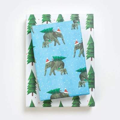 Elephant Tree • Double-Sided Eco Wrapping Paper • Holiday Edition