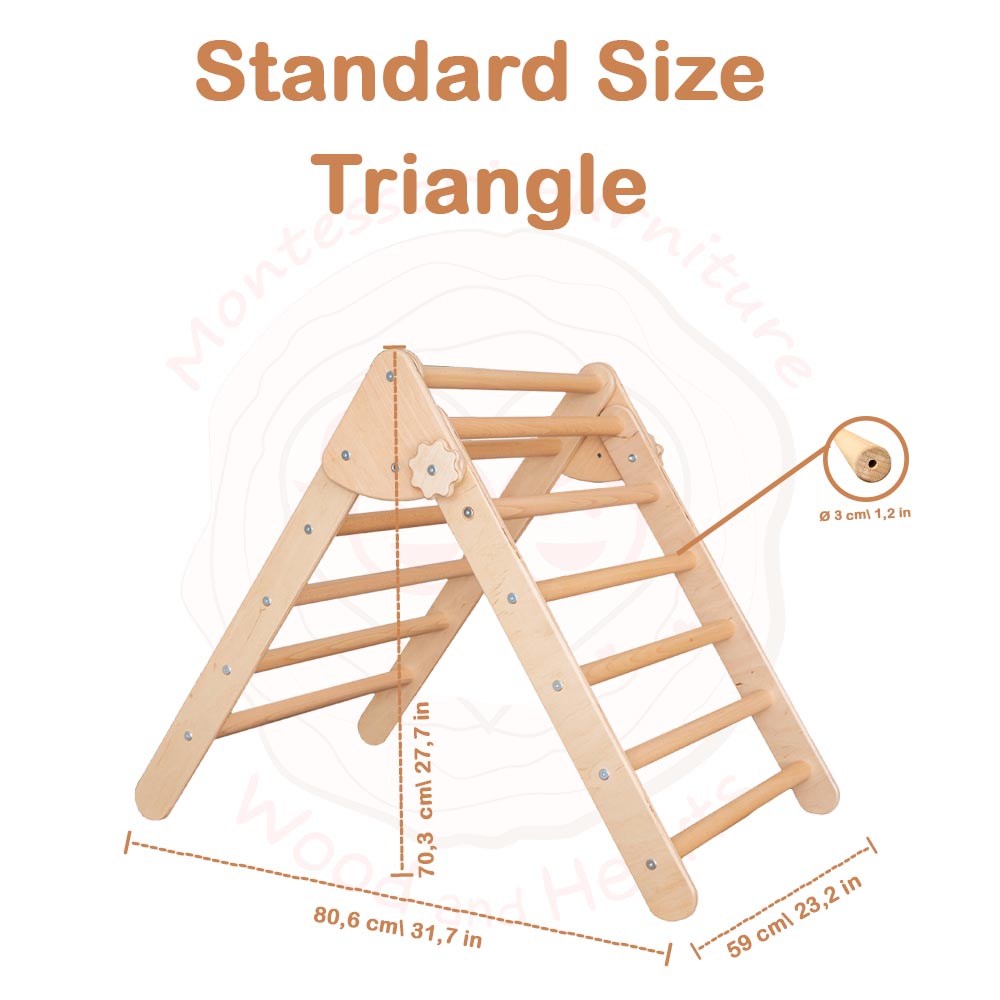 Wood and Hearts Eco-Friendly Wooden Montessori Foldable Pikler Triangle