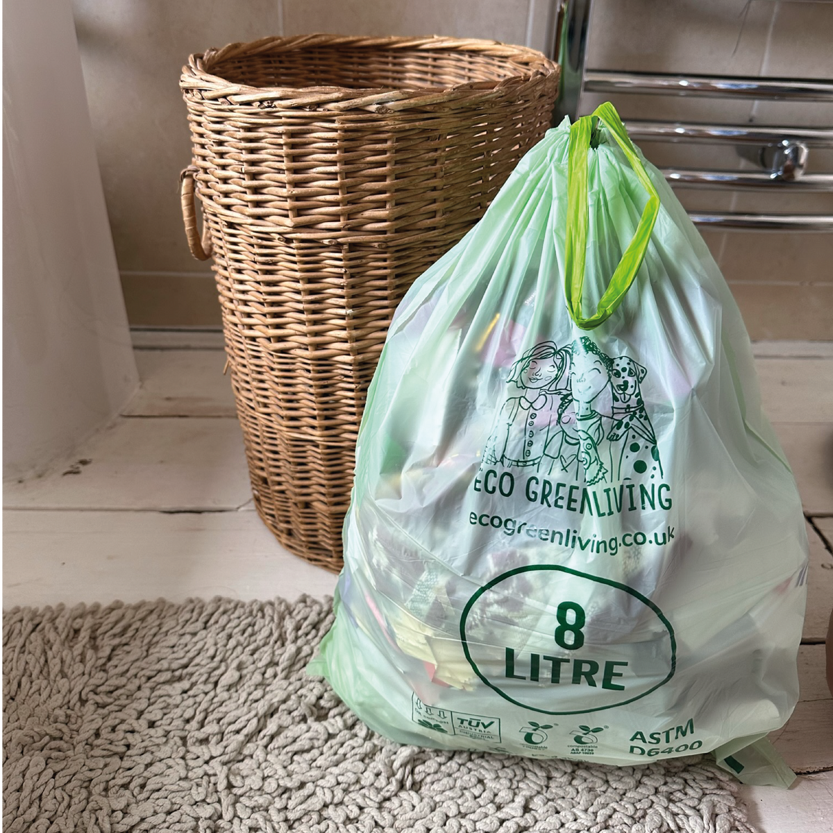 Compostable Drawstring Bags Compostable Drawstring Bin Bags | 2 Gallon (25 bags) – Nature Kids Co.