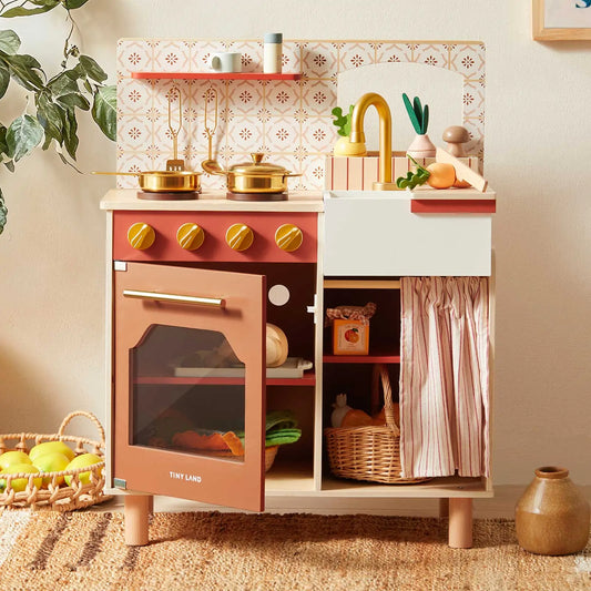 Tiny Land Honey Kitchenette Play Kitchen – Toddler Pretend Cooking Set