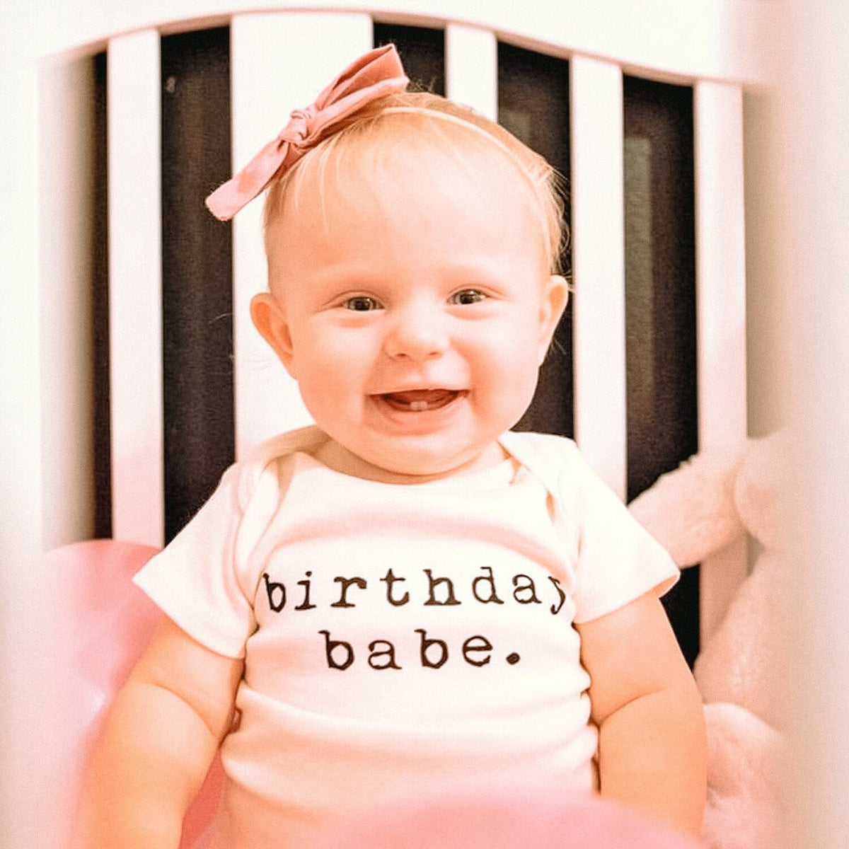 Birthday Babe Organic Cotton Baby Bodysuit – Short Sleeve, 0–24M
