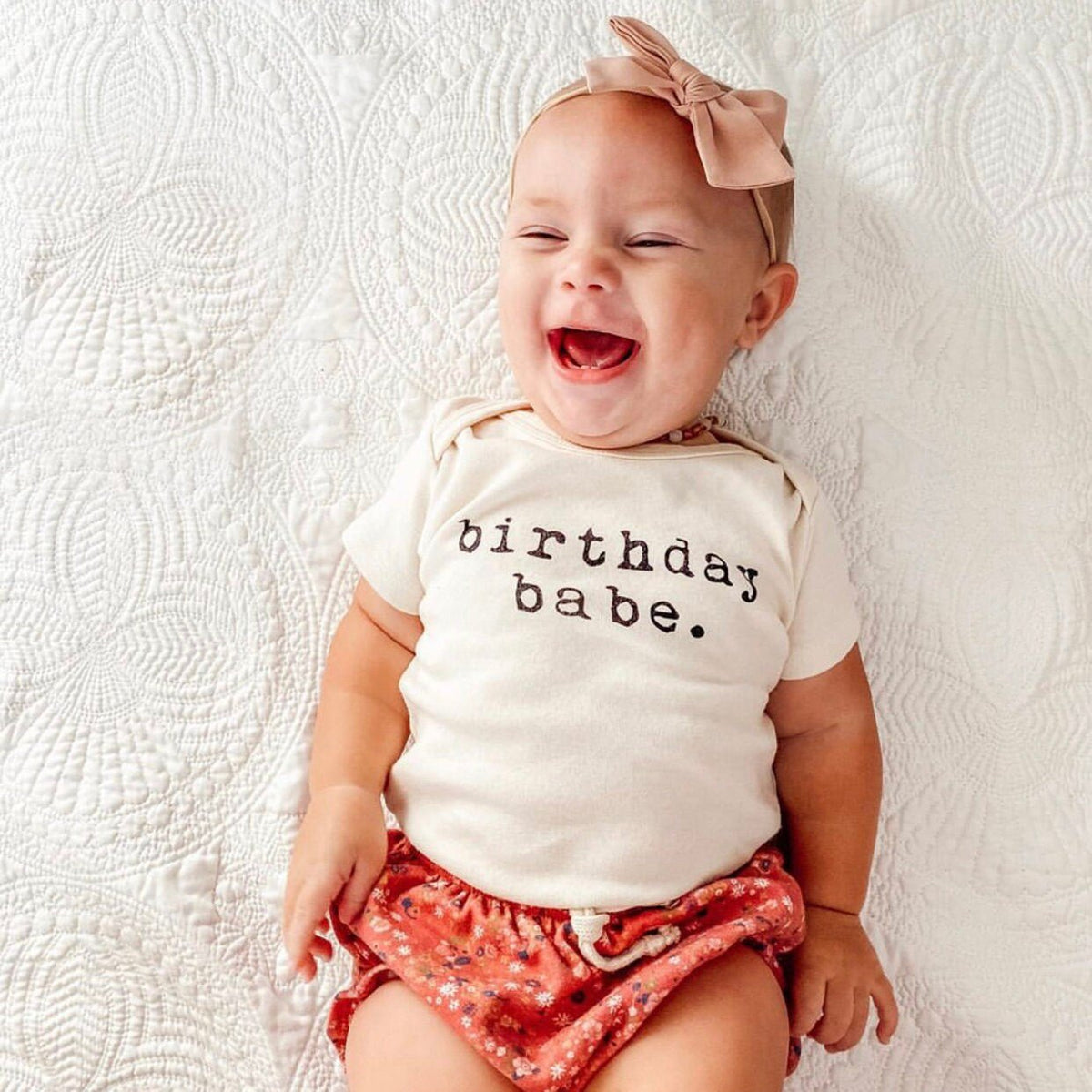 Birthday Babe Organic Cotton Baby Bodysuit – Short Sleeve, 0–24M