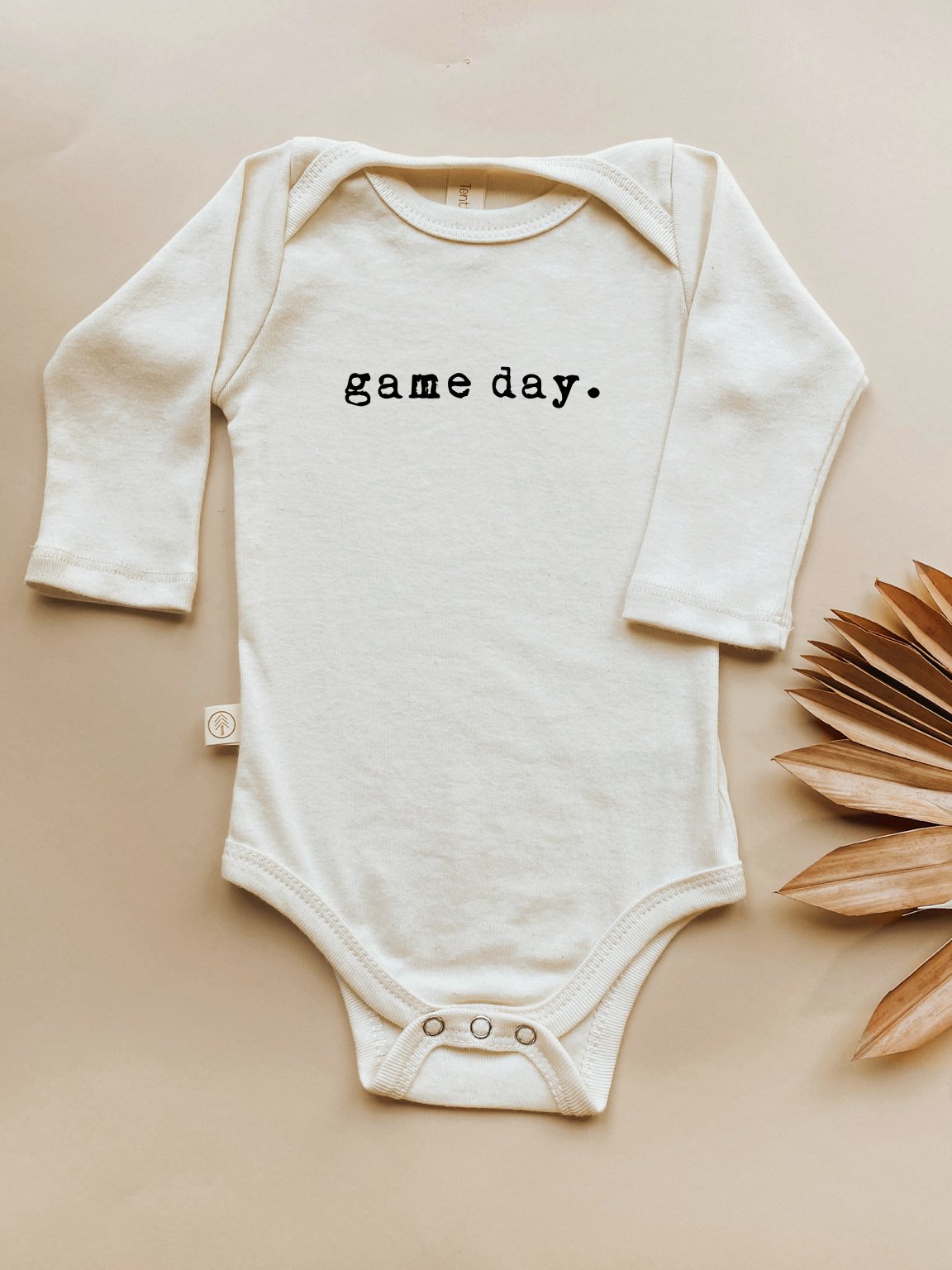 Game Day Organic Cotton Baby Bodysuit – Long Sleeve, Black or Clay, 0–24M