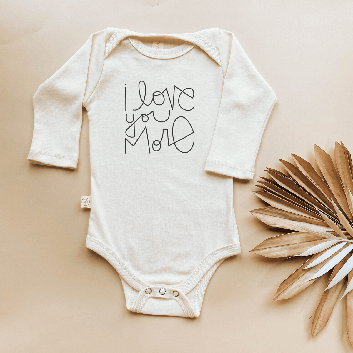 I Love You More Organic Cotton Baby Bodysuit – Long Sleeve, Black or Red, 0–24M