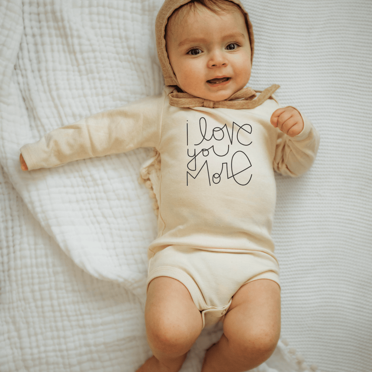 I Love You More Organic Cotton Baby Bodysuit – Long Sleeve, Black or Red, 0–24M