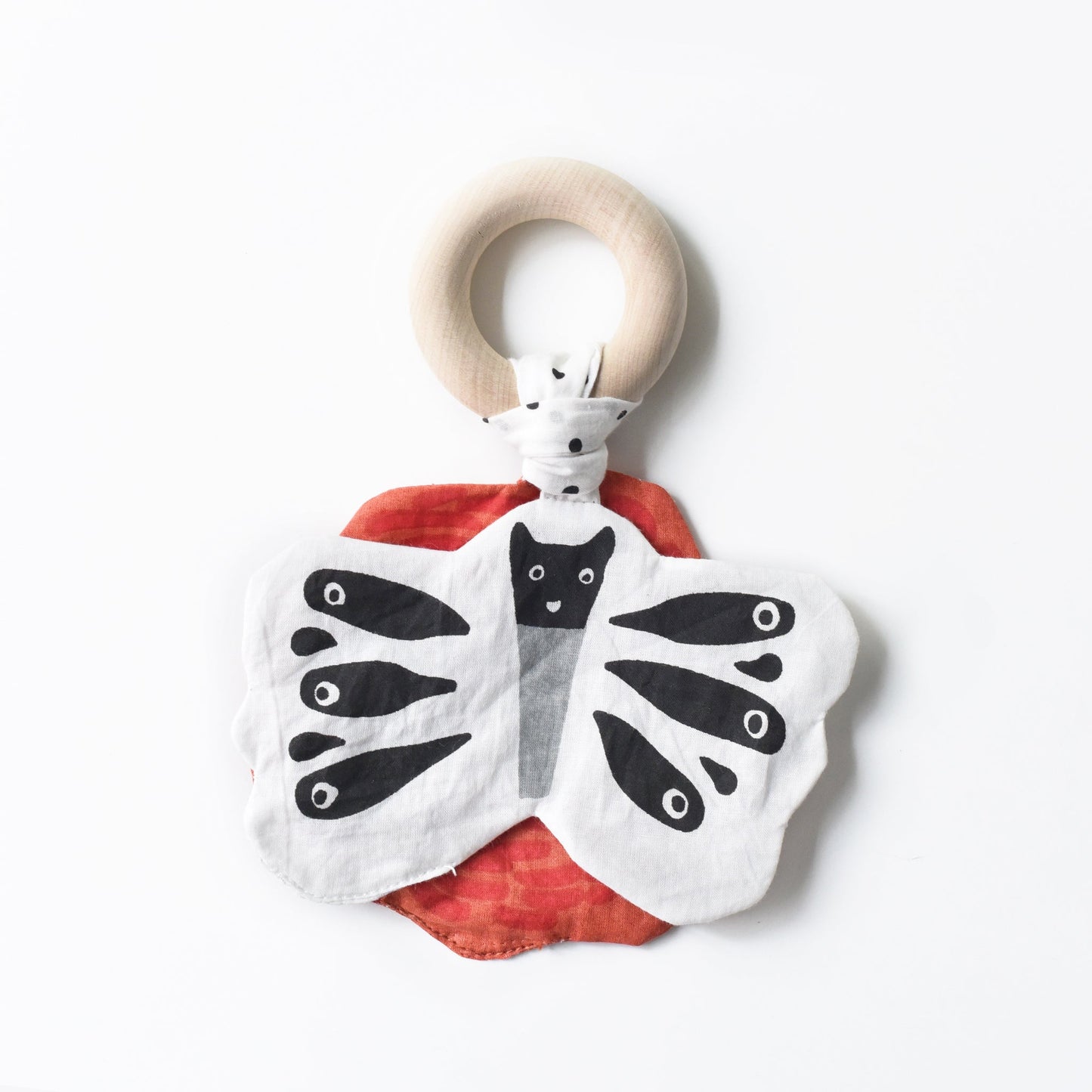 Wee Gallery Organic Cotton Crinkle Baby Teether Ring -  Butterfly