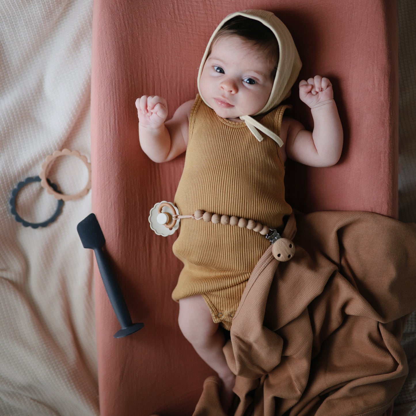 Mushie Organic Cotton Ribbed Baby Blanket