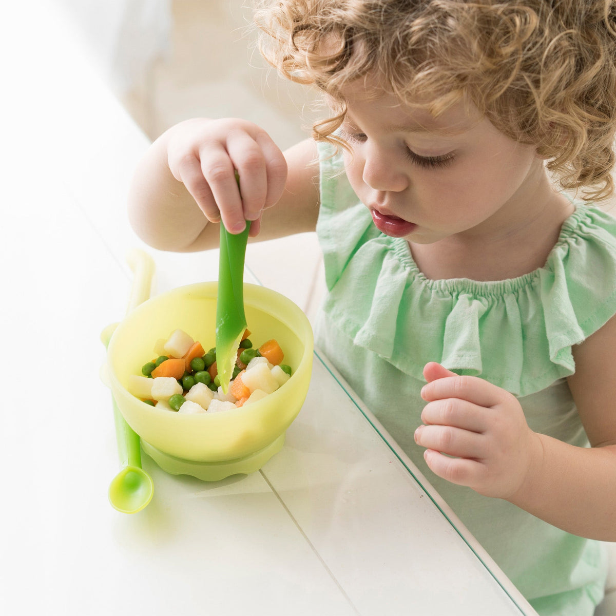 Olababy Baby Spoon Set: Feeding Spoon + Self-Feeding Training Spoon
