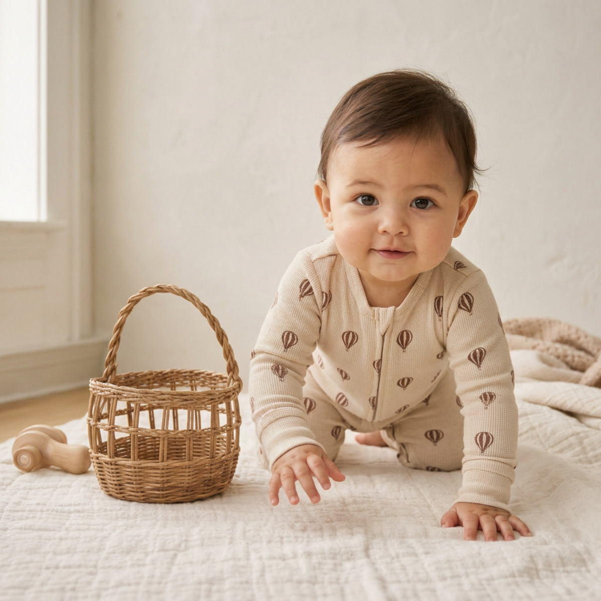 Organic Cotton 2-Way Zip Romper with Convertible Footies & Mittens for Babies – Ballon Voyage
