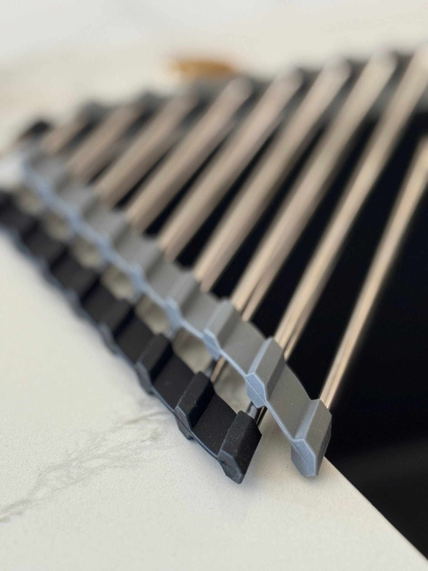 Corner Roll-Up Sink & Shower Rack (Plastic-Free, Grey)