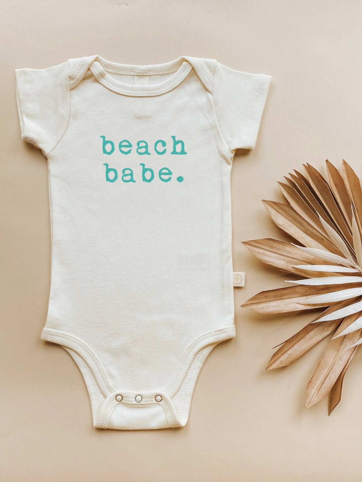 Beach Babe Seafoam Organic Cotton Baby Bodysuit – Short Sleeve, 0–18M