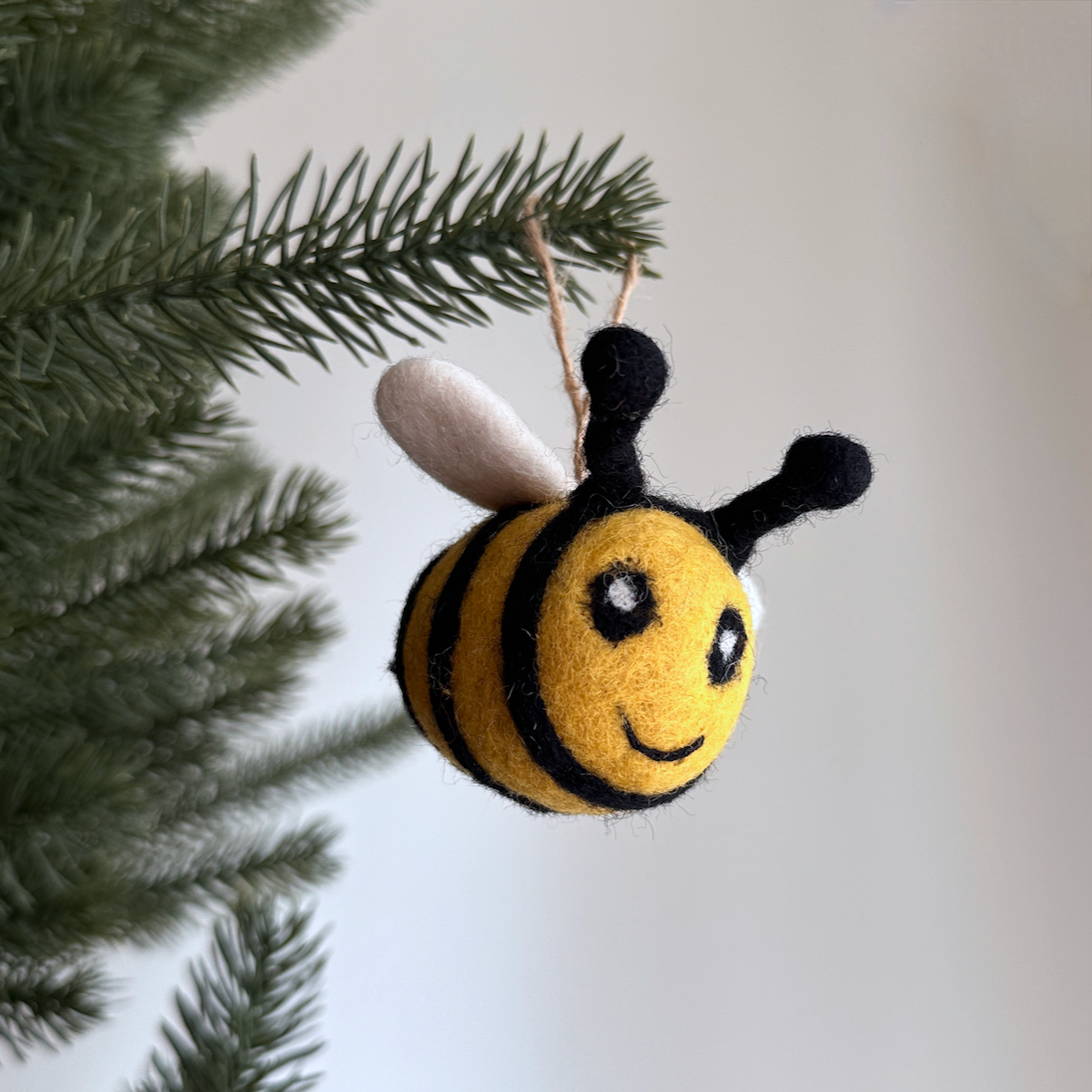 Bee Ornament – Handmade Wool Felt Holiday Decor