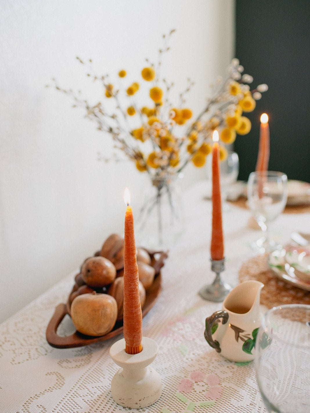 Beeswax Carrot Taper Candles- Set of 2