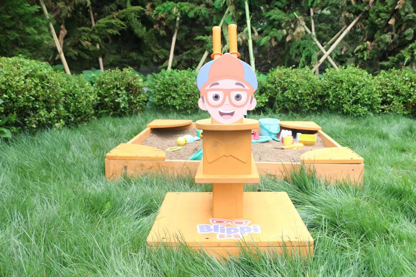 Avenlur Blippi Excavator: Wooden Sustainable Ride-On Sandbox Toy with 360° Swivel for Toddlers