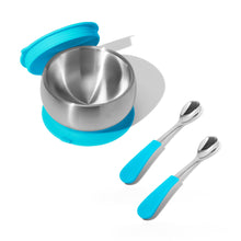 Load image into Gallery viewer, Avanchy Stainless Steel Eco-friendly Baby Suction Bowl with Lid + Spoon
