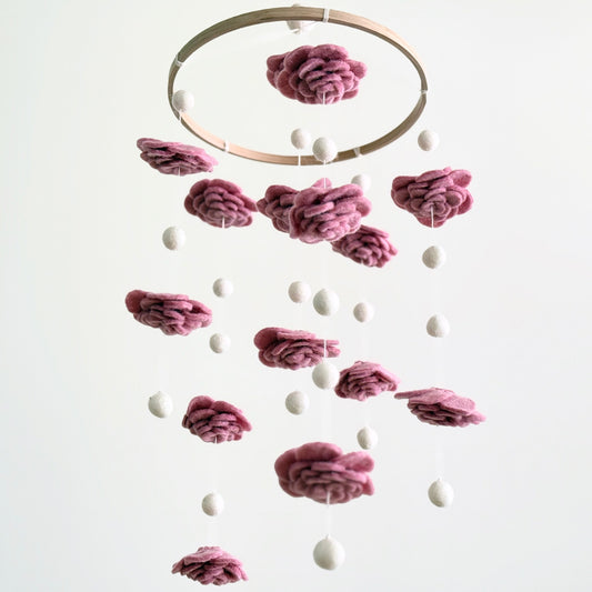 Blush Rose Flower Baby Mobile