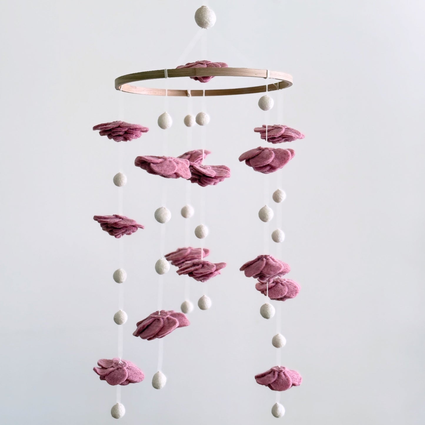 Blush Rose Flower Baby Mobile