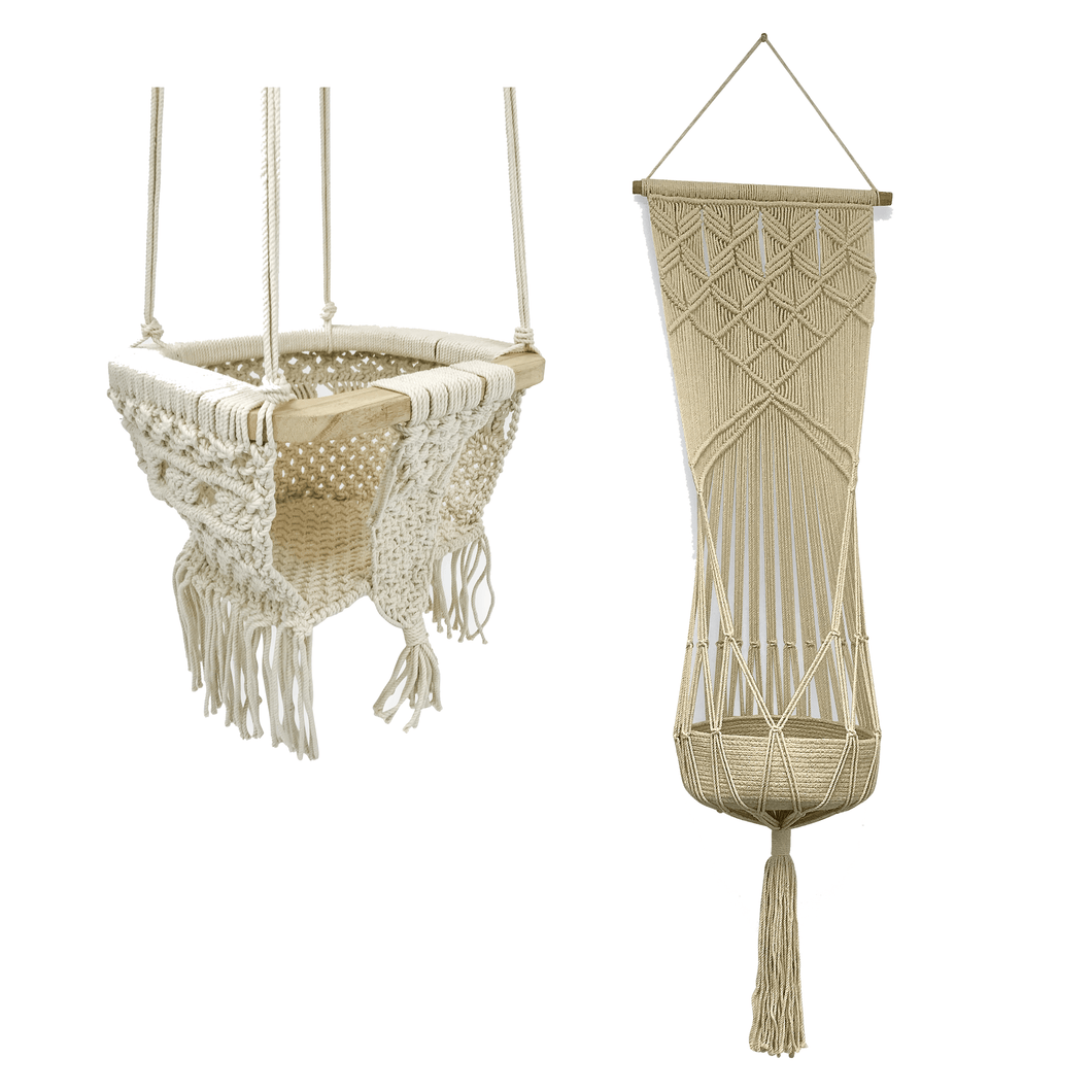 Finn + Emma Boho Bundle - Handmade Baby and Toddler Swing & Toy basket