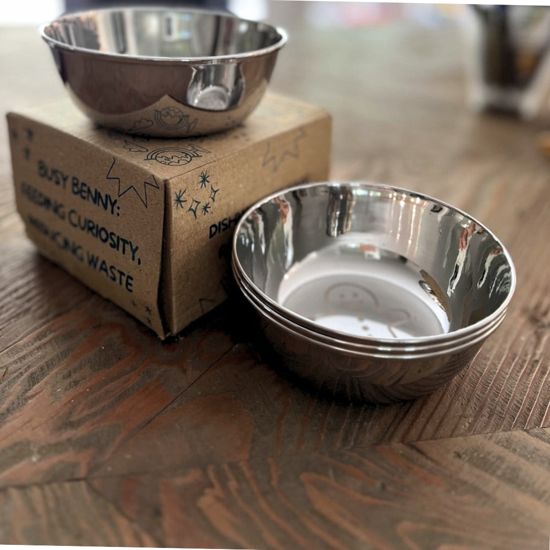 Busy Benny Surprise Design Stainless Steel Kids' Small Bowls Set (Four)