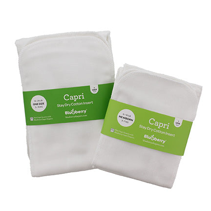 Organic Capri™ Cloth Diaper Inserts (2-Pack) – Organic Cotton with Optional Stay-Dry Layer