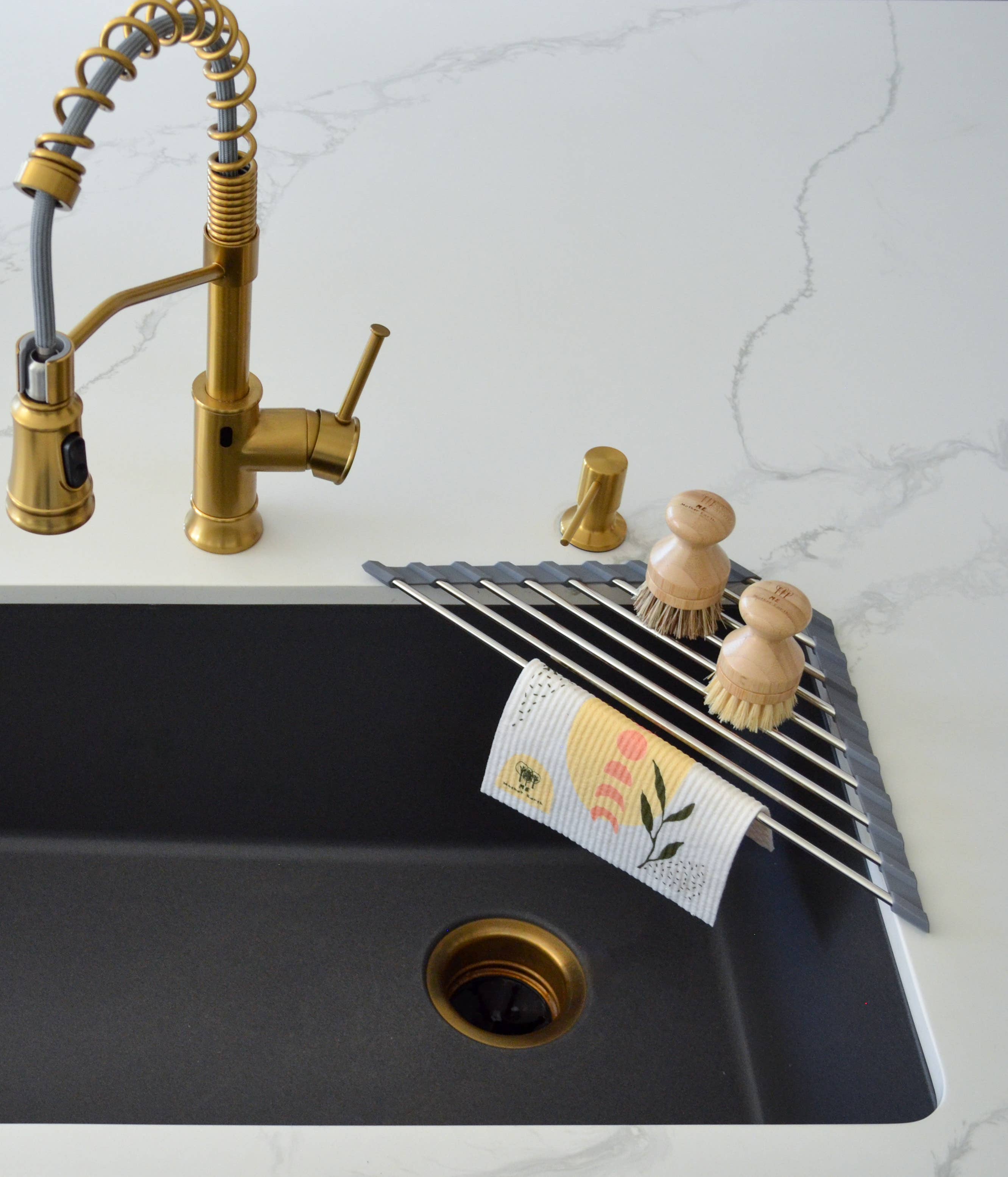 Corner Roll-Up Sink & Shower Rack
