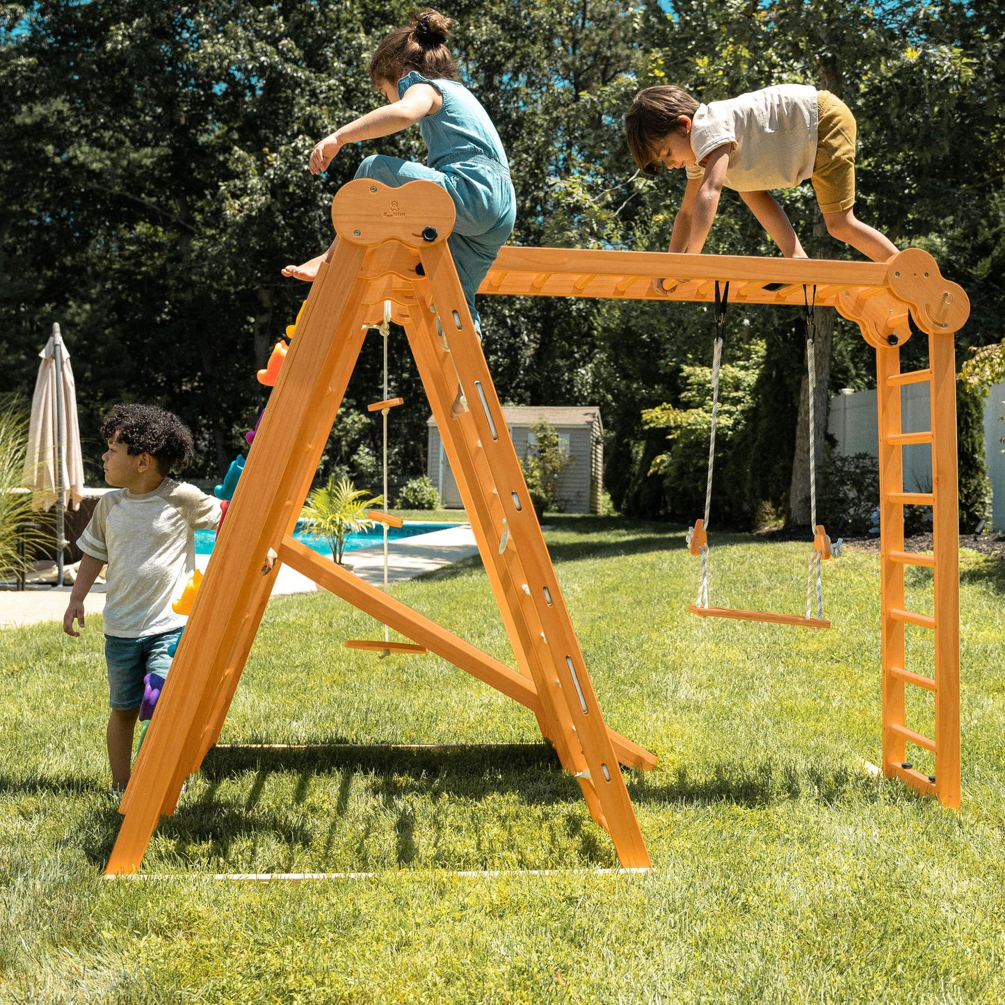 The Chestnut: 8-in-1 Montessori Wooden Climbing Gym & Slide for Toddlers and Kids 2-8 | Indoor/Outdoor Playground Set