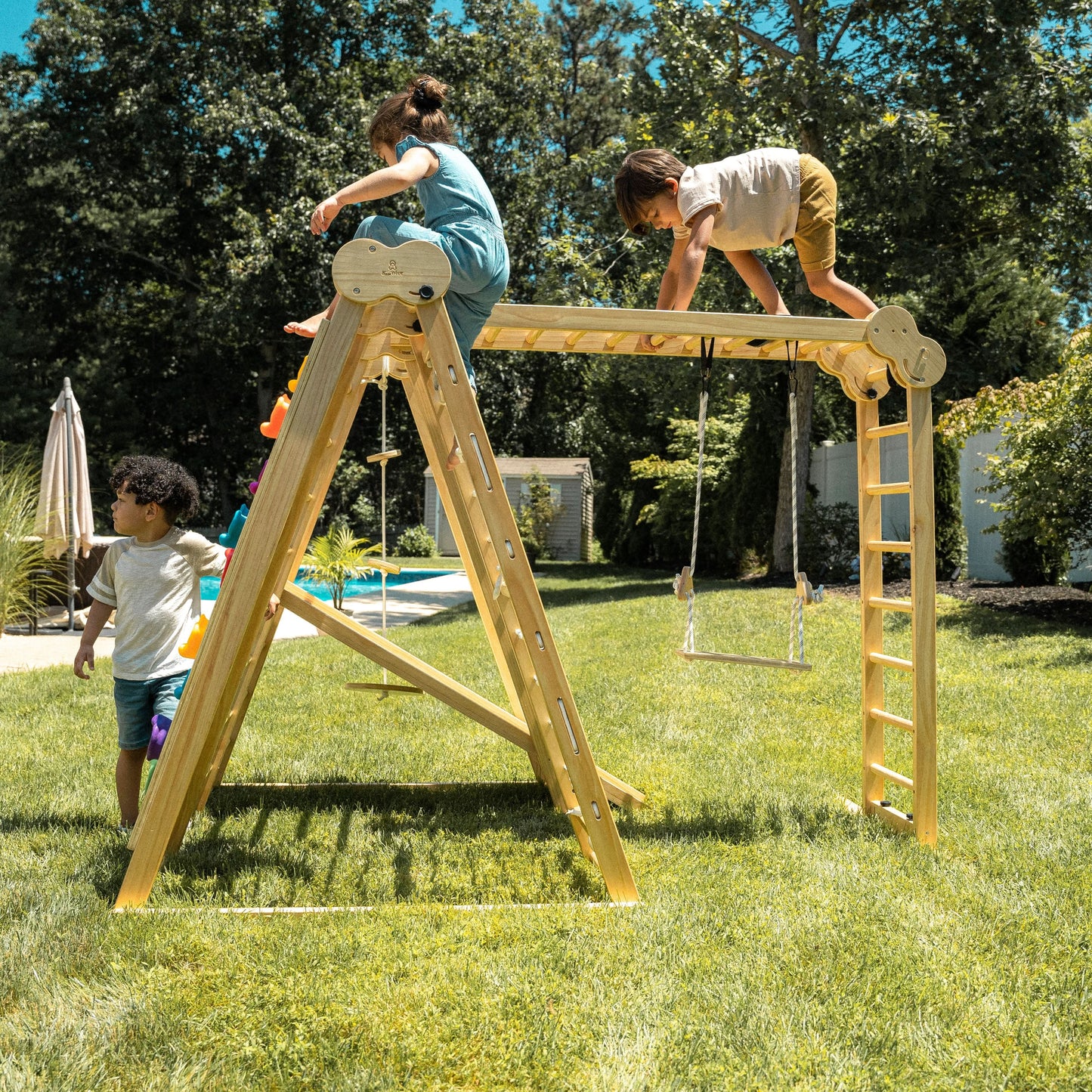 Avenlur Chestnut - 8-in-1 Eco-Friendly Wooden Jungle Gym for Toddlers