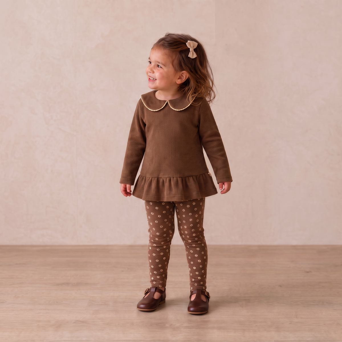 Organic Cotton Leggings, Set of 2 for Babies & Toddlers – Chestnut Bloom + Brown