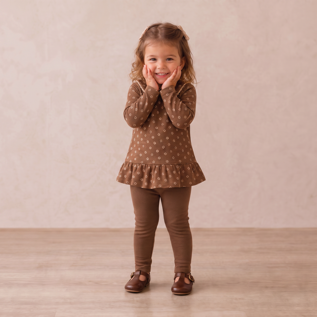 Organic Cotton Leggings, Set of 2 for Babies & Toddlers – Chestnut Bloom + Brown