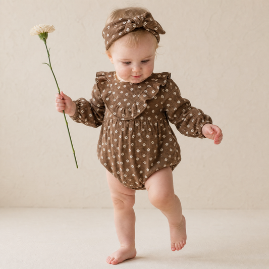 Organic Cotton Ruffle Bubble Romper for Babies – Chestnut Bloom