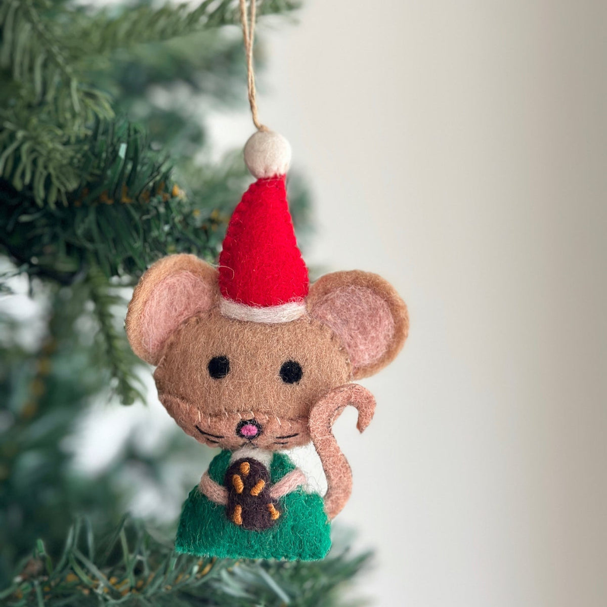 Christmas Cookie Mouse Ornament – Handmade Wool Felt Holiday Decor