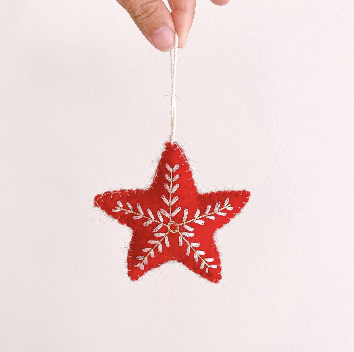 Snowflake Star Christmas Ornament – Handmade Wool Felt Holiday Decor