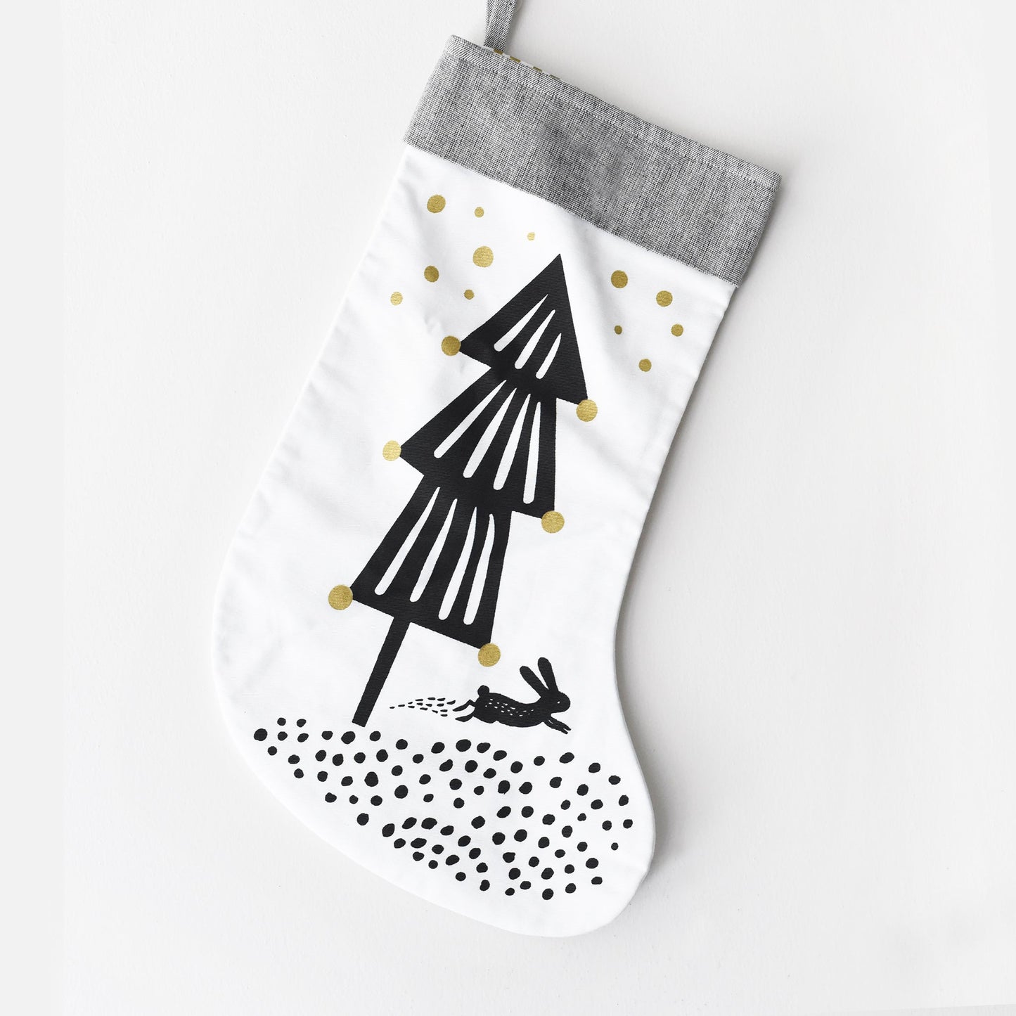 Wee Gallery Organic Cotton Eco-Friendly Christmas Stocking | Tree and Bunny