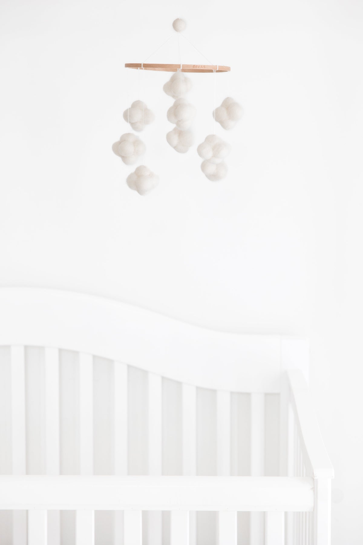 Nivas Cloud Crib Mobile – Handmade Wool Felt Nursery Mobile
