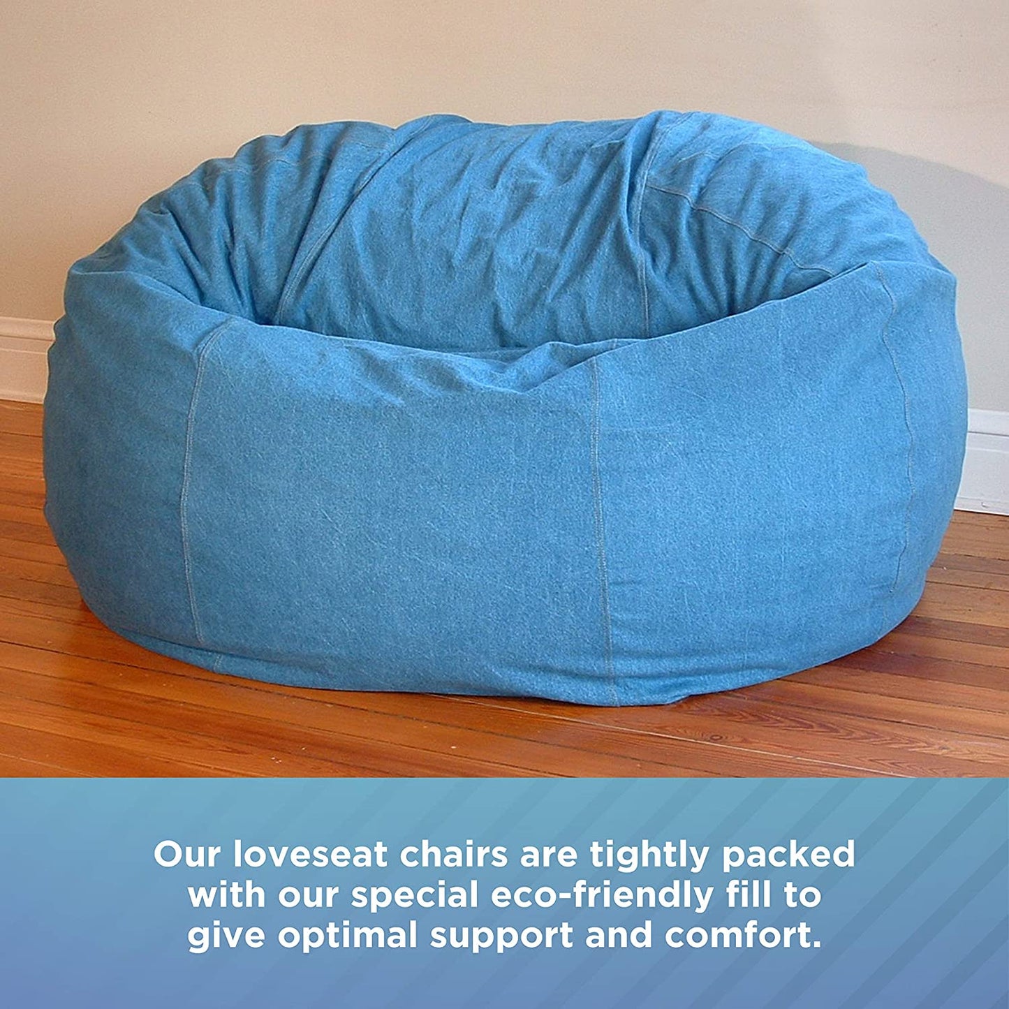 Bean Bag Loveseat Comfy Bean Family- Cotton, Organic Cotton, Hemp