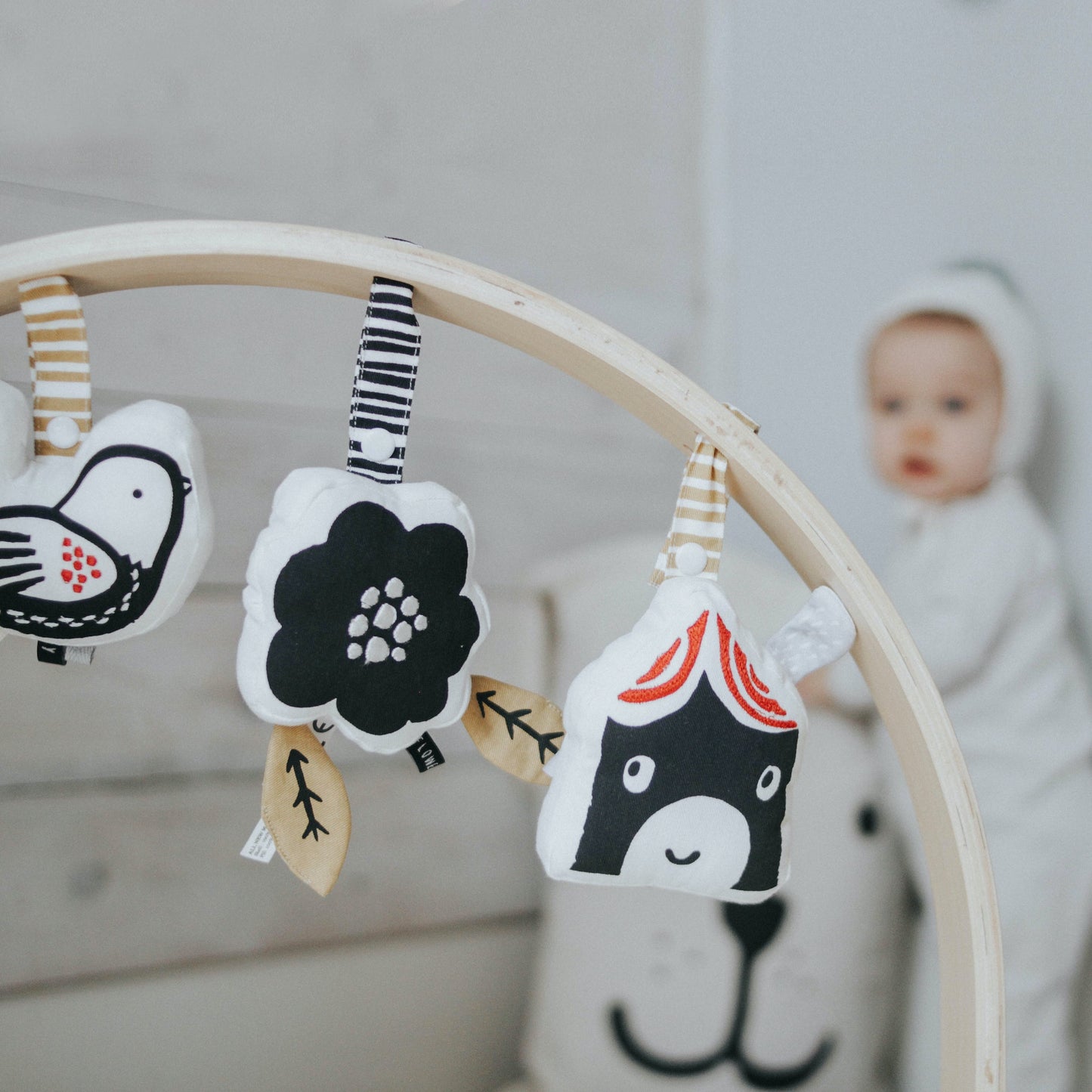 organic baby stroller car seat  hanging toy by wee gallery