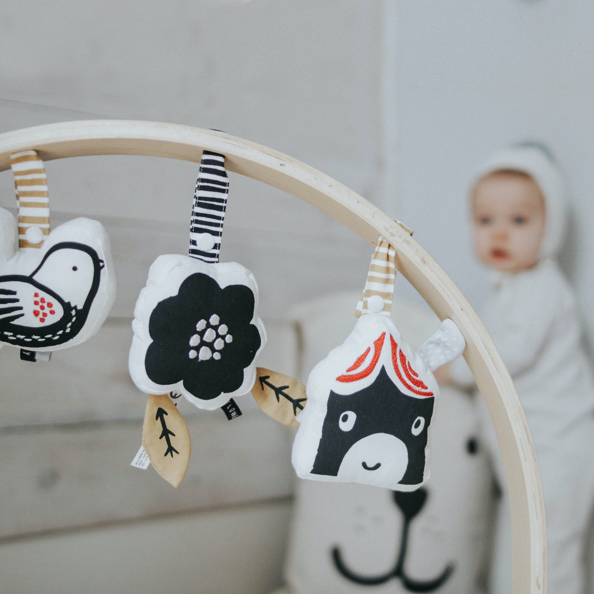 organic baby stroller car seat  hanging toy by wee gallery