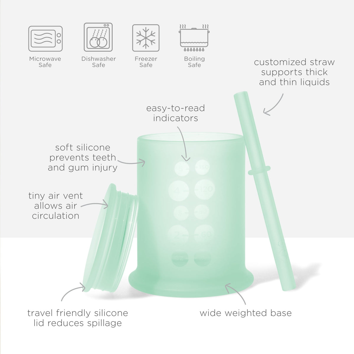 Olababy Infant Straw Cup, Silicone Training Cup with Straw Lid (5oz)
