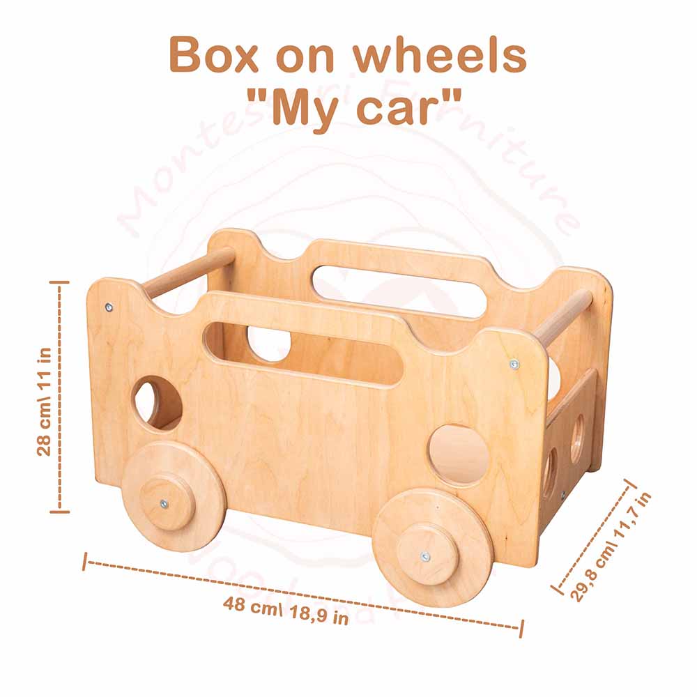 Wood and Hearts Eco-Friendly Wooden Montessori Car Shaped Toy Organizer