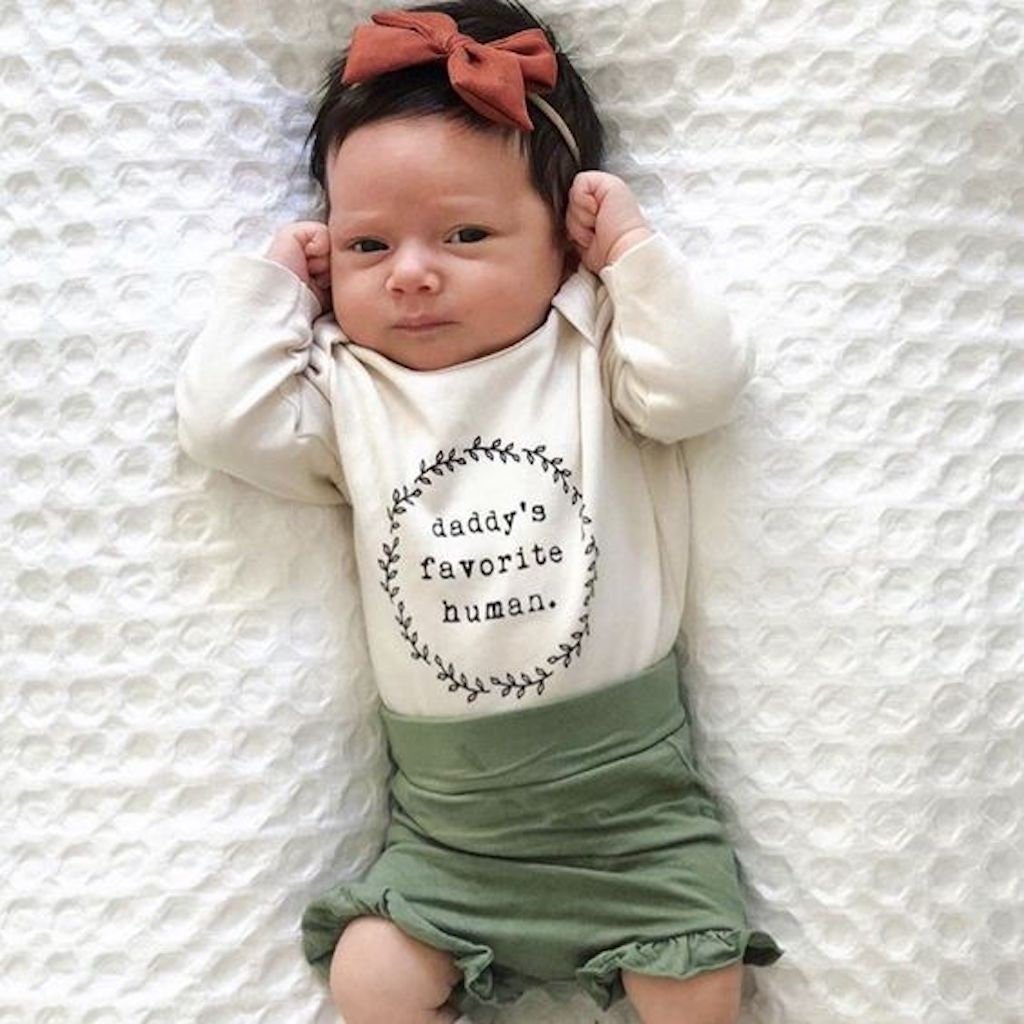 Daddy’s Favorite Human Organic Cotton Baby Bodysuit – Long Sleeve, 0–24M