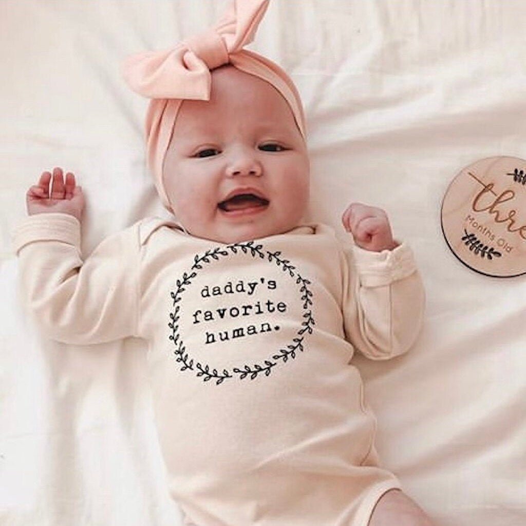 Daddy’s Favorite Human Organic Cotton Baby Bodysuit – Long Sleeve, 0–24M