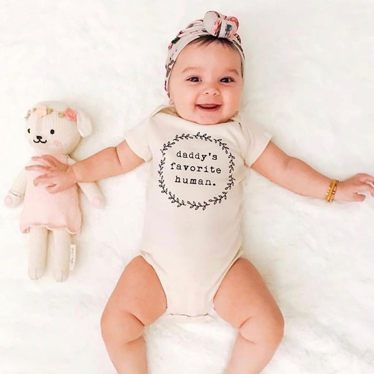 Daddy’s Favorite Human Organic Cotton Baby Bodysuit – Short Sleeve, 0–24M