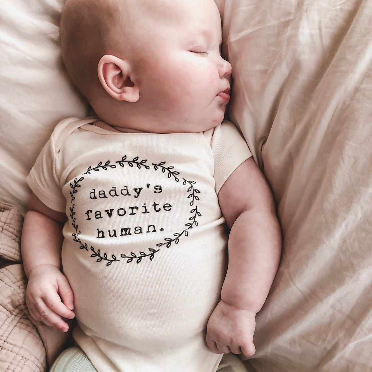 Daddy’s Favorite Human Organic Cotton Baby Bodysuit – Short Sleeve, 0–24M